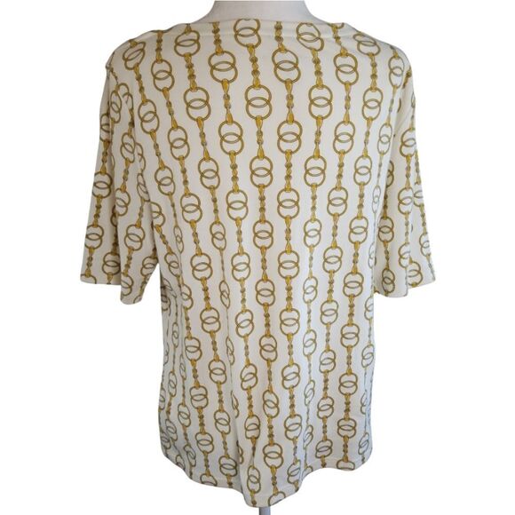 Charter Club Luxury Top Short Sleeve Cream and Gold Size XL - Picture 3 of 5